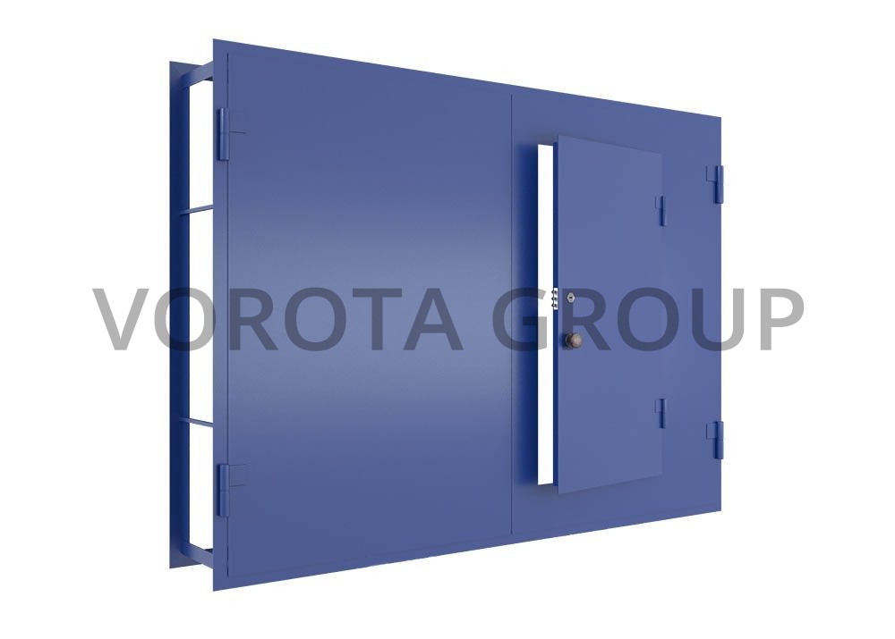 Металлические гаражные ворота Doorhan синего цвета 3200x2000