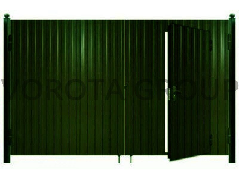 Распашные ворота механические зеленые 4000x2100